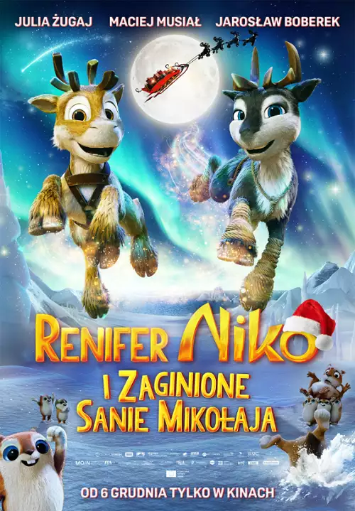 plakat filmu Renifer Niko i zaginione sanie Mikołaja