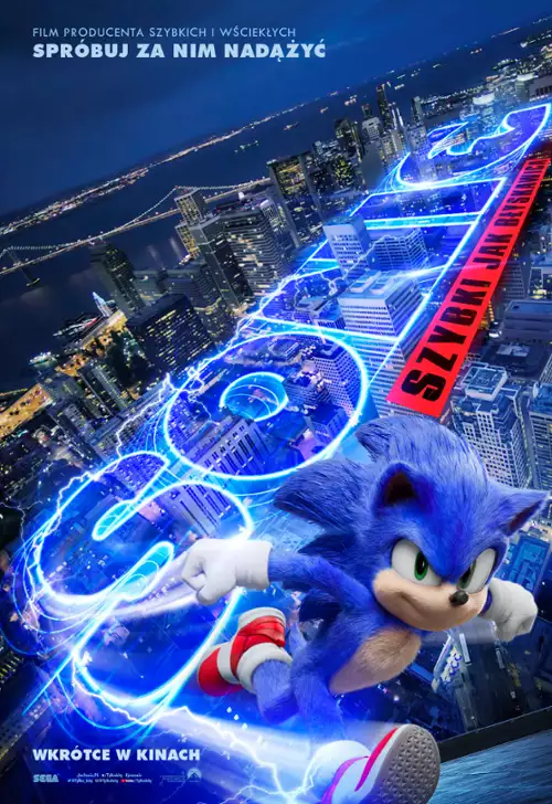 plakat filmu Sonic: Szybki jak błyskawica