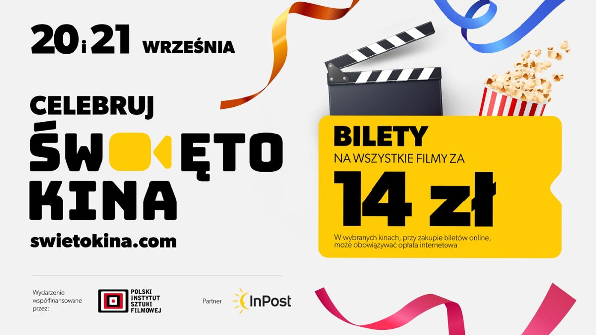 Jubileuszowe Święto Kina 20–21 września – bilety tylko 14 zł