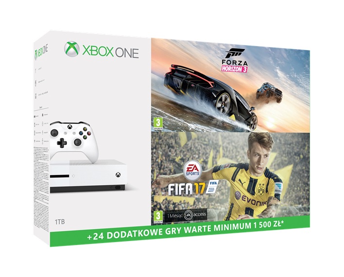 dry deliver Blue Microsoft wprowadza do sprzedaży zestawy Xbox One S i grami "FIFA 17" i  "Forza Horizon 3" - Filmweb