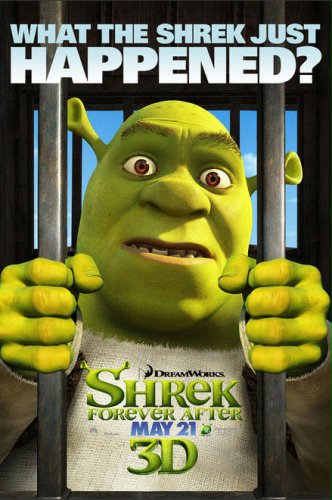 Cztery plakaty z bohaterami czwartego "Shreka"