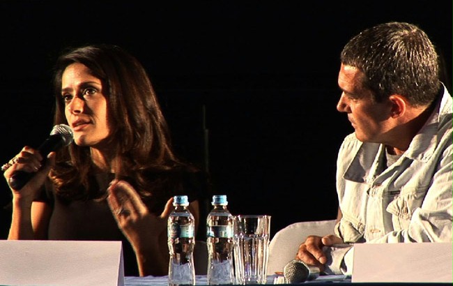 Antonio Banderas i Salma Hayek na konferencji w Warszawie
