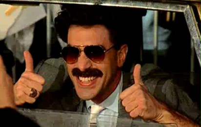 Borat: Podpatrzone w Ameryce, aby Kazachstan rósł w siłę, a ludzie żyli dostatniej - Klip Relacja z premiery